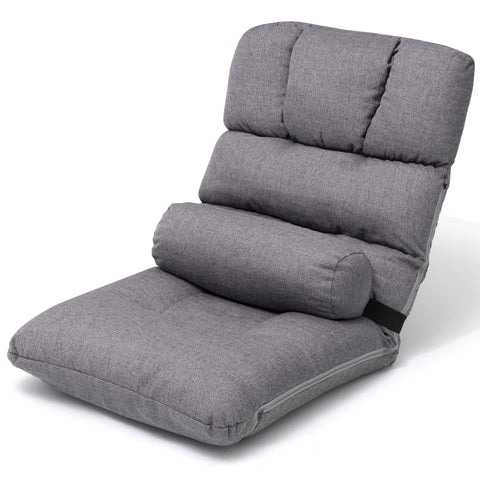 Crestlive Products Linen Adjustable Folding Floor Chair with Padded Cushion