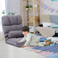 Linen Adjustable Folding Floor Chair with Cushion