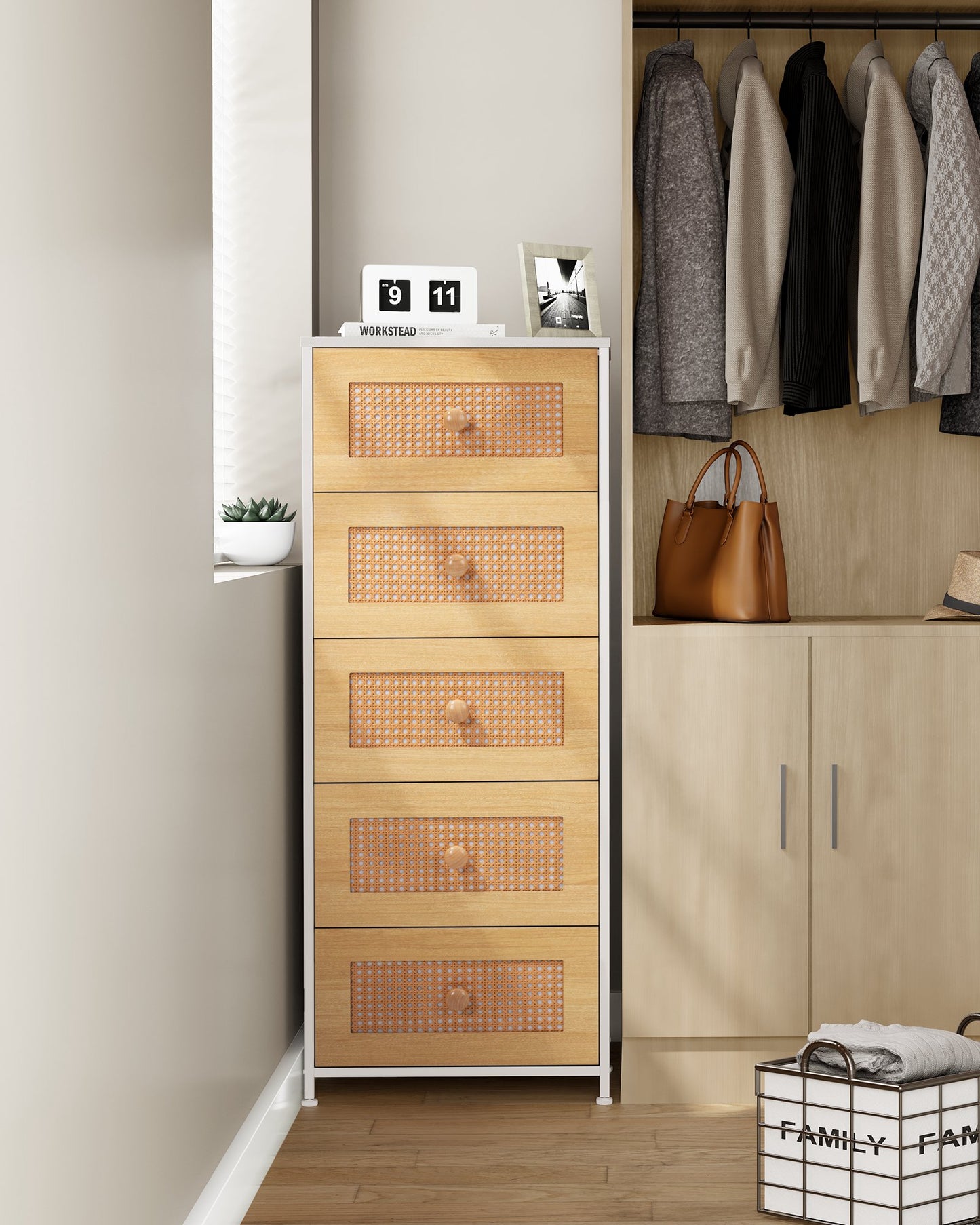 CrestliveProducts 5-drawer Chest Vertical Storage Tower - Fabric Dresser