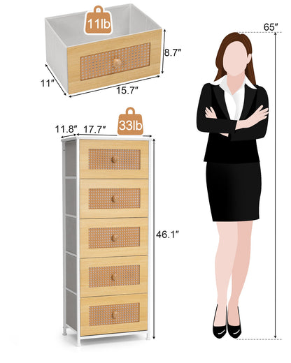 CrestliveProducts 5-drawer Chest Vertical Storage Tower - Fabric Dresser