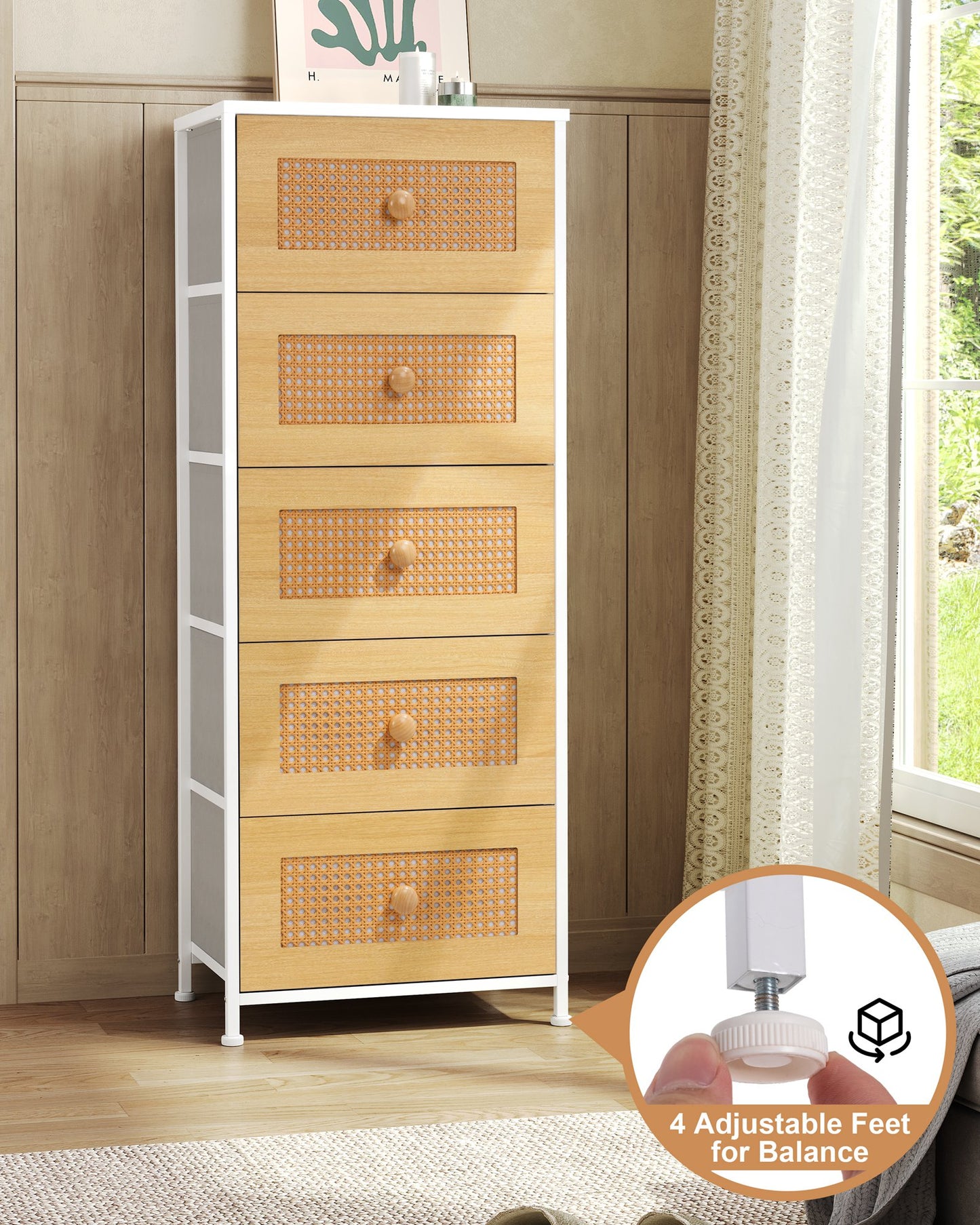 CrestliveProducts 5-drawer Chest Vertical Storage Tower - Fabric Dresser
