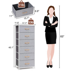 6-Drawer Rattan Fabric Storage Cabinet