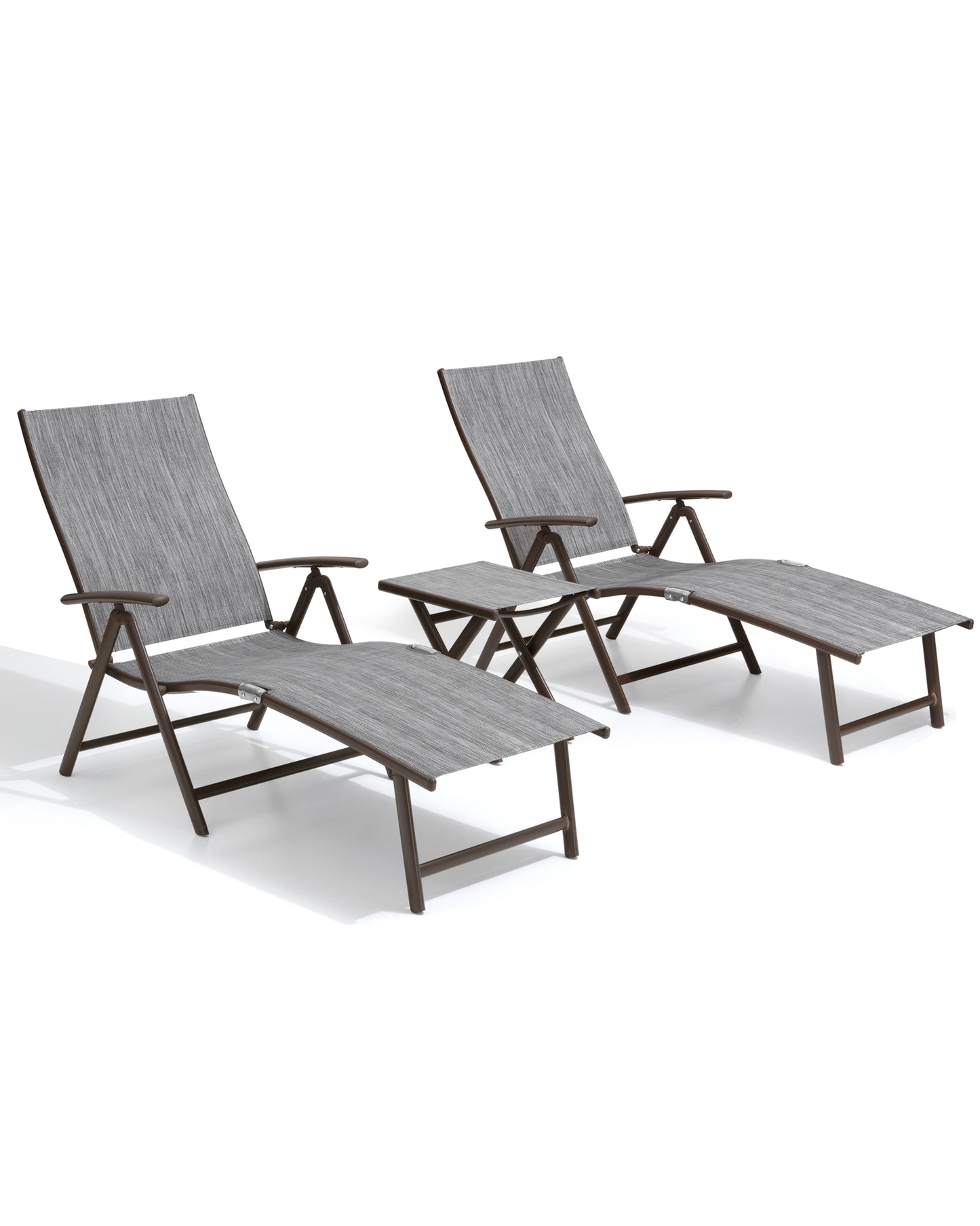Outdoor chaise lounge cushion set with chaise lounge chairs in Black Gray