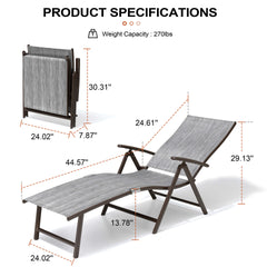 Foldable & Adjustable Aluminum Outdoor Chaise Lounge