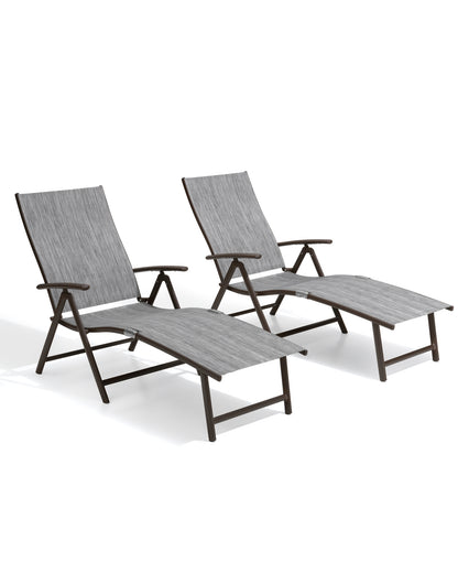 Outdoor chaise lounge cushion 2-piece set in Black Gray