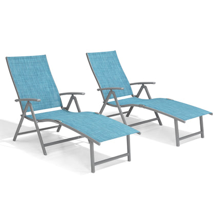 Outdoor chaise lounge cushion 2-piece set in Blue