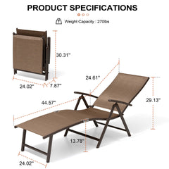 Foldable & Adjustable Aluminum Outdoor Chaise Lounge