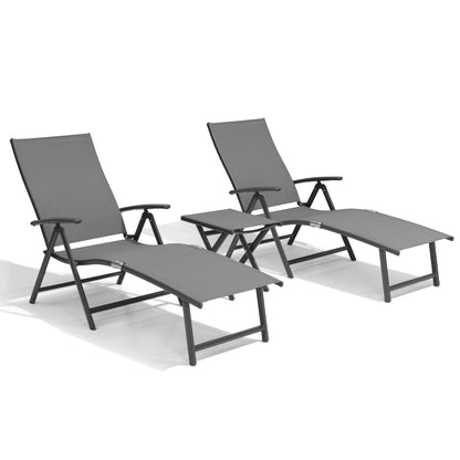 Outdoor chaise lounge cushion set with chaise lounge chairs in Gray