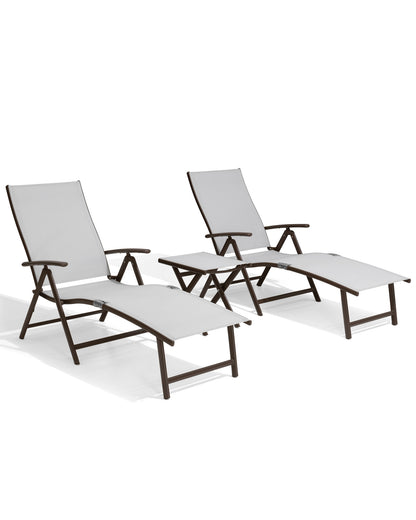 Outdoor chaise lounge cushion set with chaise lounge chairs in Light Gray