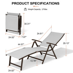 Foldable & Adjustable Aluminum Outdoor Chaise Lounge