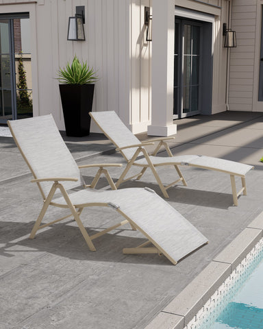 Crestlive Products Aluminum Outdoor Foldable Adjustable Chaise Lounge Chair