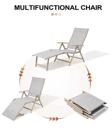 Crestlive Products Aluminum Outdoor Foldable Adjustable Chaise Lounge Chair