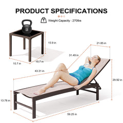 Aluminum Adjustable Outdoor Chaise Lounge Chair