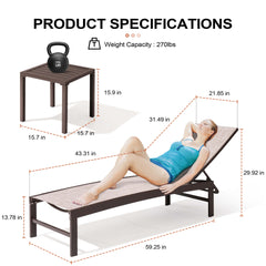 Aluminum Adjustable Outdoor Chaise Lounge Chair