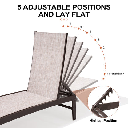 Crestlive Products 1-Piece Outdoor Adjustable Chaise Lounge Chair