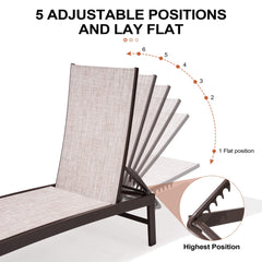 Aluminum Adjustable Outdoor Chaise Lounge Chair