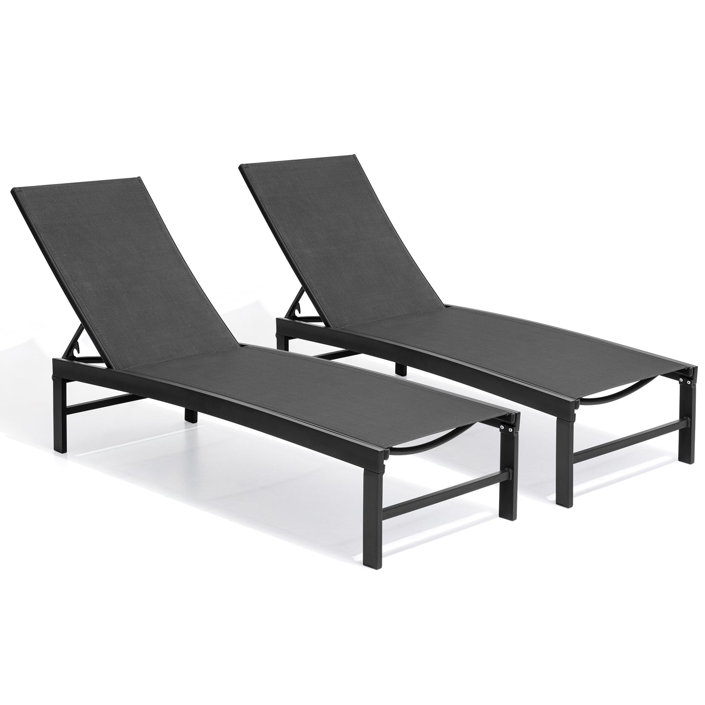 Outdoor chaise lounge cushion 2-piece set in Black
