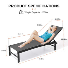Aluminum Adjustable Outdoor Chaise Lounge Chair