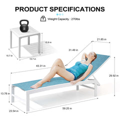 Aluminum Adjustable Outdoor Chaise Lounge Chair
