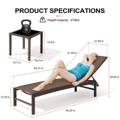 Aluminum Adjustable Outdoor Chaise Lounge Chair