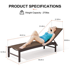 Aluminum Adjustable Outdoor Chaise Lounge Chair