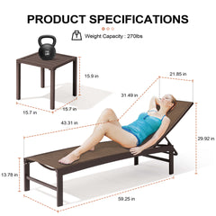 Aluminum Adjustable Outdoor Chaise Lounge Chair
