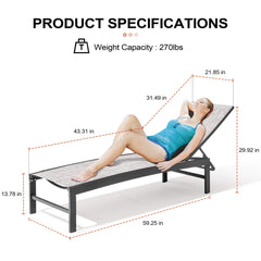 Aluminum Adjustable Outdoor Chaise Lounge Chair