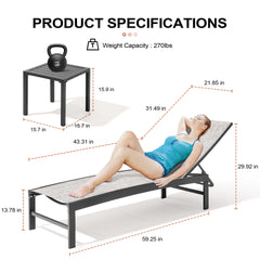 Aluminum Adjustable Outdoor Chaise Lounge Chair