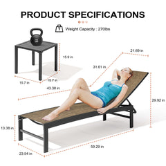 Aluminum Adjustable Outdoor Chaise Lounge Chair