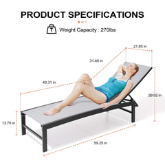Aluminum Adjustable Outdoor Chaise Lounge Chair