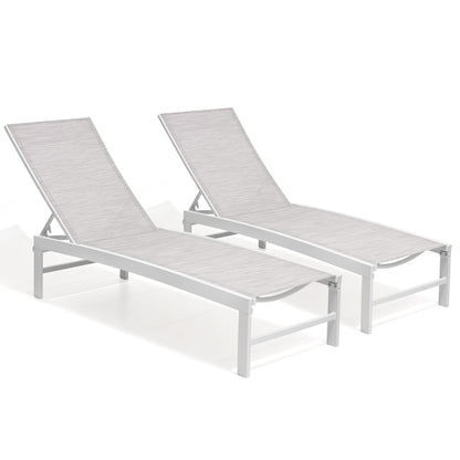 Outdoor chaise lounge cushion 2-piece set in White