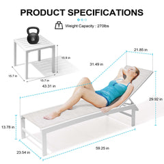 Aluminum Adjustable Outdoor Chaise Lounge Chair