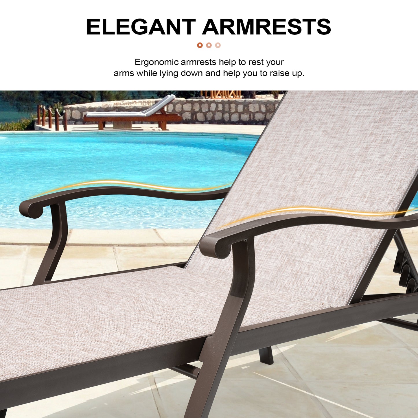 Crestlive Products Adjustable Outdoor Chaise Lounge Chair for Patio and Beach