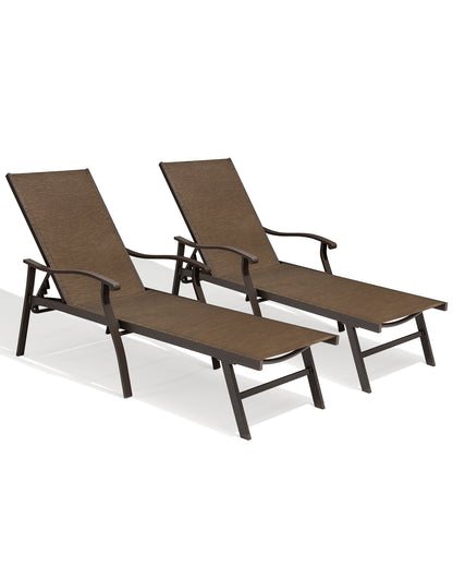 Crestlive Products Adjustable Outdoor Chaise Lounge Chair for Patio and Beach