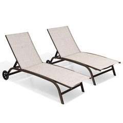 Wheeled Outdoor Folding Chaise Lounge