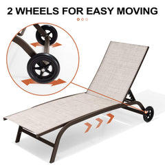 Wheeled Outdoor Folding Chaise Lounge