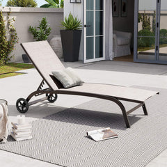 Wheeled Outdoor Folding Chaise Lounge