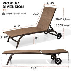 Wheeled Outdoor Folding Chaise Lounge