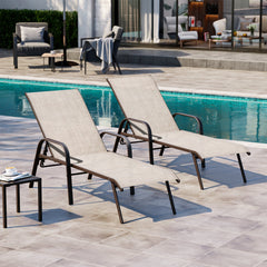 Textilene Adjustable Outdoor Chaise Lounge Set of 2
