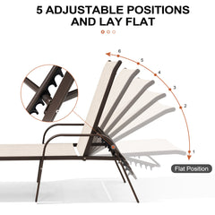 Textilene Adjustable Outdoor Chaise Lounge Set of 2