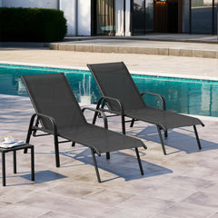 Textilene Adjustable Outdoor Chaise Lounge Set of 2