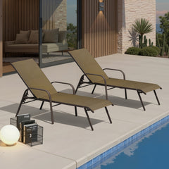 Textilene Adjustable Outdoor Chaise Lounge Set of 2