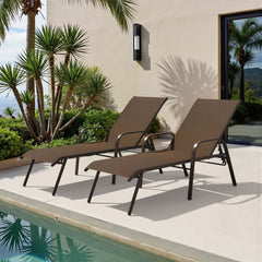 Textilene Adjustable Outdoor Chaise Lounge Set of 2