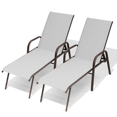 Textilene Adjustable Outdoor Chaise Lounge Set of 2