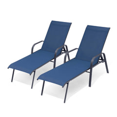 Textilene Adjustable Outdoor Chaise Lounge Set of 2