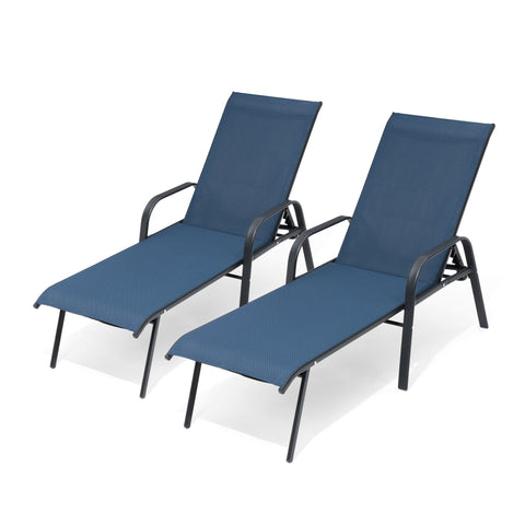 Crestlive Products Textilene Outdoor Adjustable Chaise Lounge Chair Set of 2