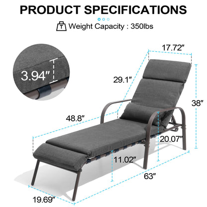 Crestlive Products Adjustable Five-Position Chaise Lounge Chair with Cushion