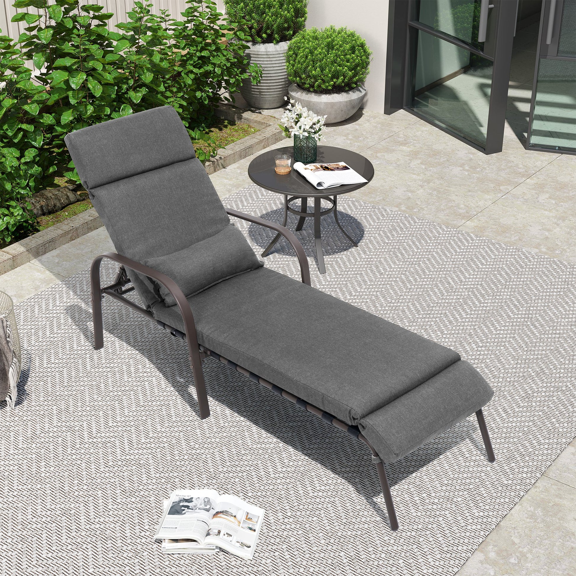 Crestlive Products Adjustable Outdoor Chaise Lounge Chair Cushion