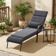 Adjustable Outdoor Chaise Lounge with Cushion & Pillow