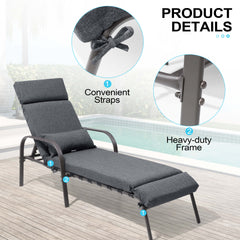 Adjustable Outdoor Chaise Lounge with Cushion & Pillow